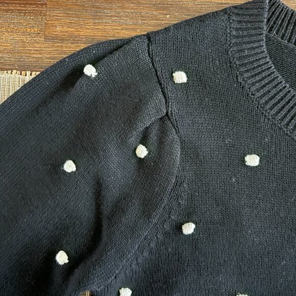 MAISON JULES | Black Puff Short Sleeve Sweater with White Polka Dot Size S - Picture 4 of 5